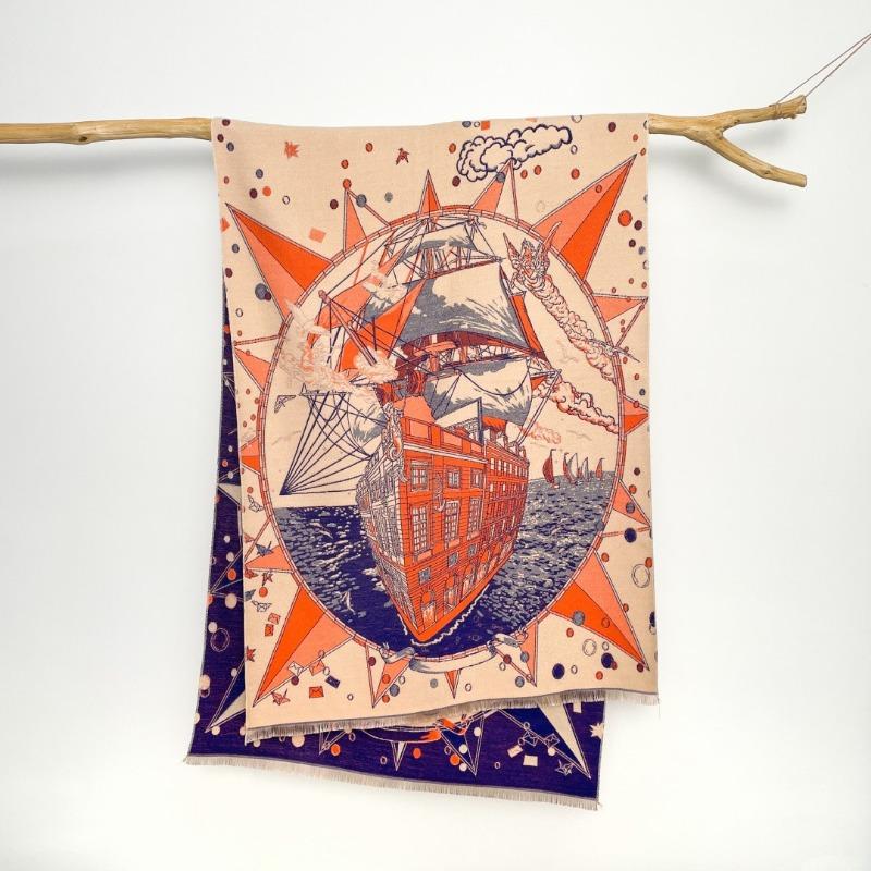 Scarf Women's Winter New Versatile Nautical Imitation Cashmere Shawl Thickened Warm Scarf Dual-purpose High-end