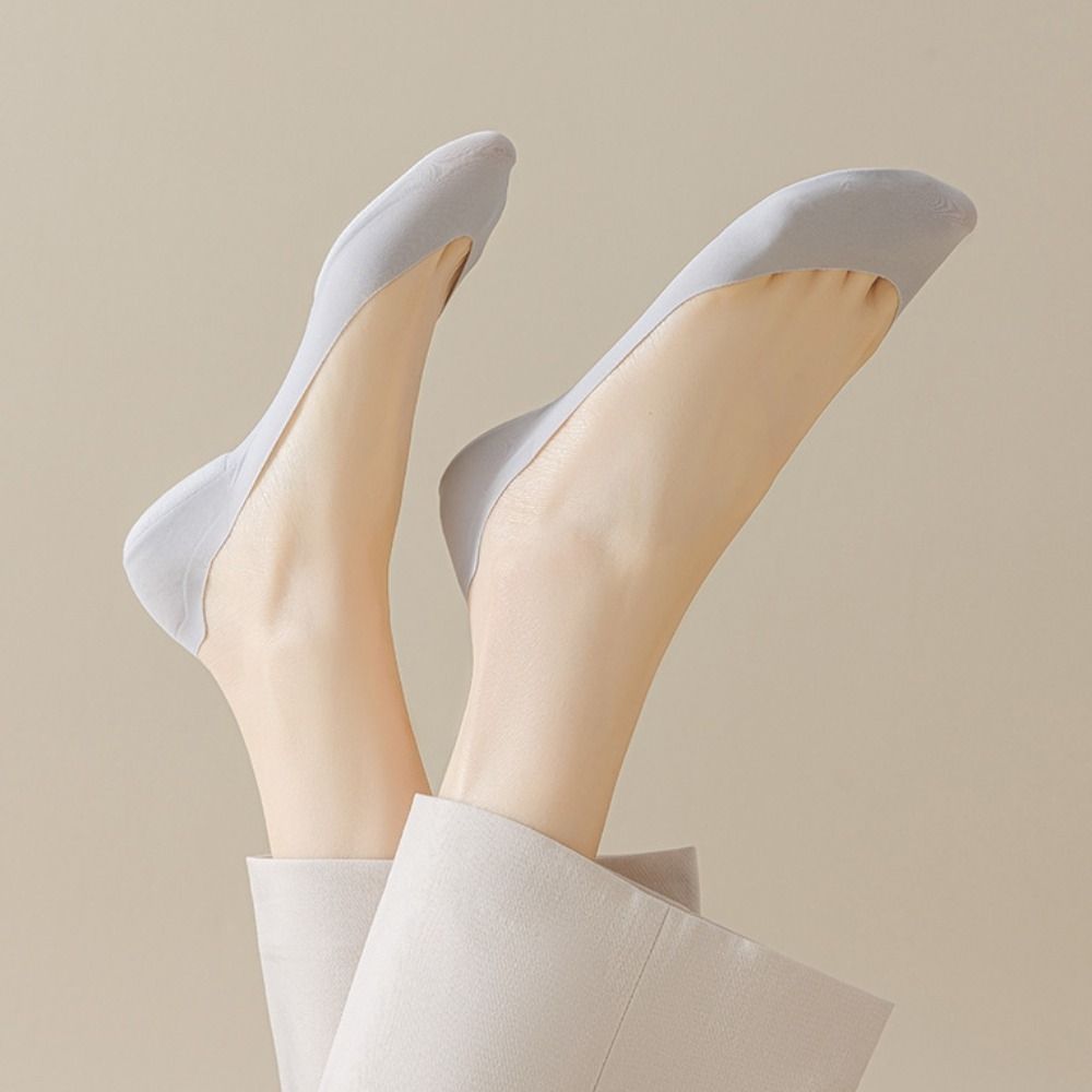 3Pairs Solid Color Invisible Socks Women Cotton Ankle Socks Sponge Soles Boat Socks  Daily