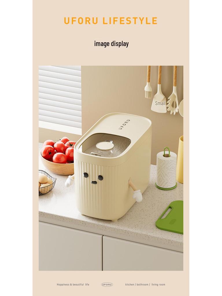 Uforu 20 Jin Food Grade Rice Storage Container with Lid - Insect & Moisture-Proof, Large Kitchen Storage Bucket.