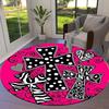 1pc Crosses with zebra and polka dot patterns Round carpet, Made of Polyester, Decorating Office Chairs, Living Rooms,Vibrant Decorative Rug