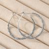 Classic Retro Silvery Plated Hammer Pattern Large Round Hoop Earrings for Women Ethnic-style Daily Earrings Jewelry Accessories