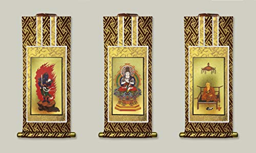 

Isemura Kyoto Buddhist Altar Hanging Scroll Set of 3, Brown Mounting, Various Sects and Sizes Available, Buddhist Altar Hanging Scroll, Shingon Buddhi