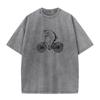 Tops Tees Washed Tops Shirt Bicycle Trout VALENTINE DAY Cotton Fabric O Neck Men Washed Retro T Shirts