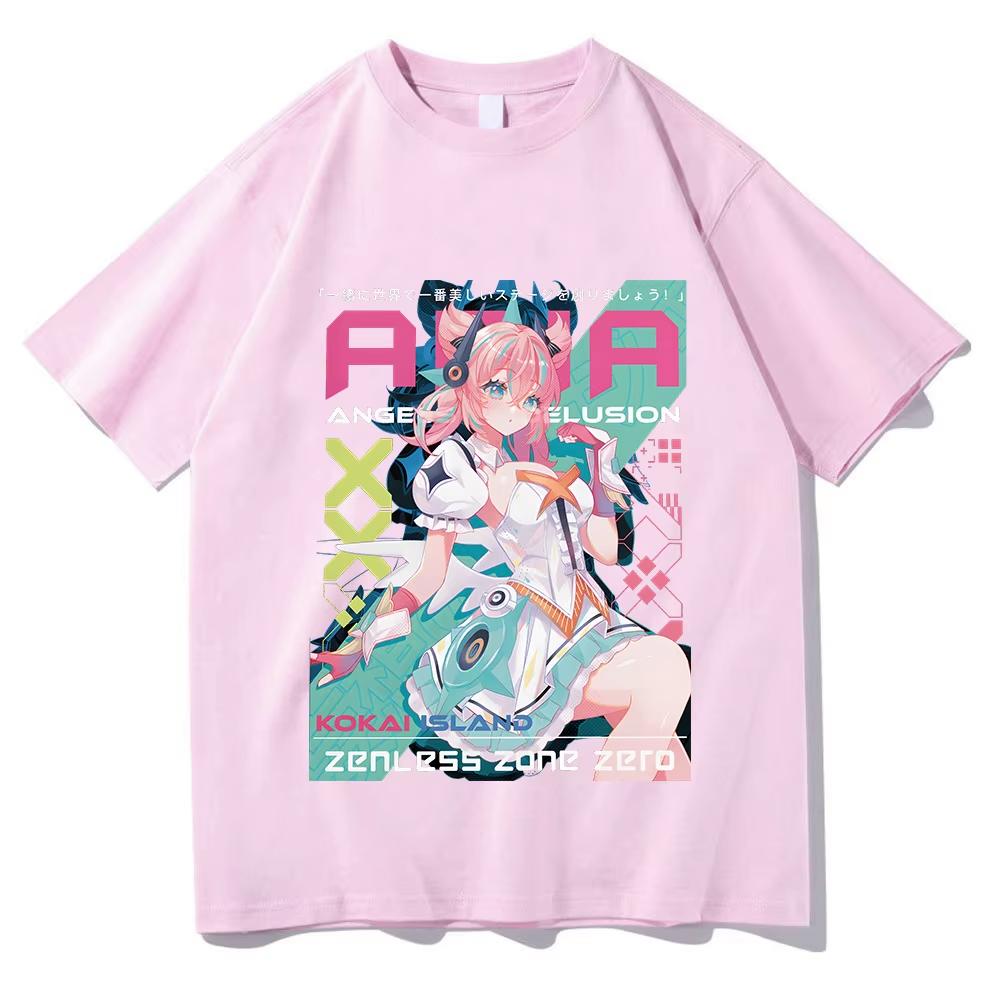 Summer Zenless Zone Zero ZZZ Aria Unisex Cotton T-shirt Trendy Harajuku Graphic Printed Top T-shirt