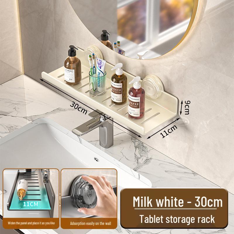 Punch-Free Wall-Mounted Bathroom Shelf & Cosmetics Storage Rack