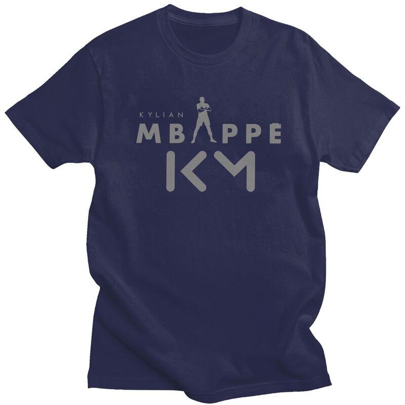 Custom Soccer Gift Mbappes KM Logo T Shirt Men 100 Cotton Tshirt Casual Football Lover Tee Tops Streetwear Tshirts