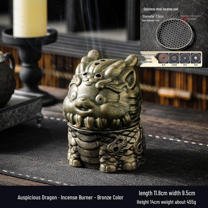 Zen Pagoda Ceramic Incense Burner - Aromatherapy Ornament for Office or Home, Black Pottery Holder for Sandalwood Incense.