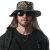 Men's and women's outdoor camouflage sun protection hat neck protection devil hat sunshade UV protection bucket hat leaf shawl hat