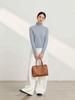 Autumn Winter Women's Seamless Wool Sweater – Ruffle Trim, Slim Fit, High Neck, Machine Washable Base Layer, Solid Color.