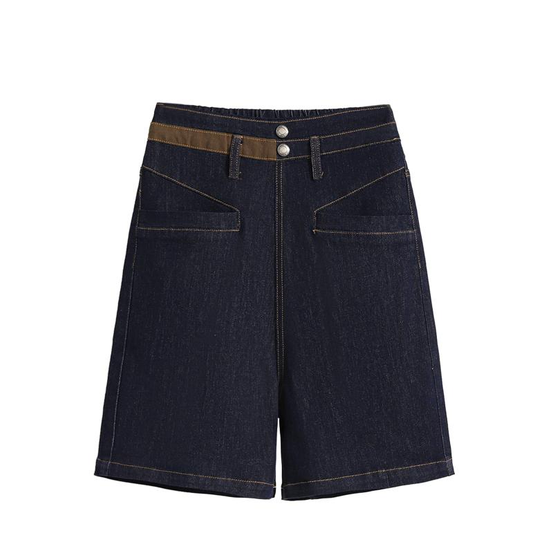 DIMANAF 2025 New Plus Size Women Shorts Pants Summer Loose Jeans Short Basic High Waist Solid Pants Elastic Waist