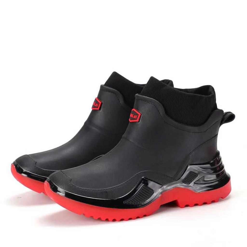 Trendy Men's Waterproof Rubber Rain Boots - Non-slip, Thickened, Sports Style  