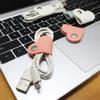 Simple Solid Color Heart-shaped Leather Cable Organizer, Data Storage, Anti Loss Cable Tie, Charging Cable Organizer