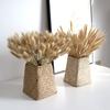 Office Tabletop Seaweed Woven Flower Basket Geometric Design Imitation Flower Vase Flower Arrangement