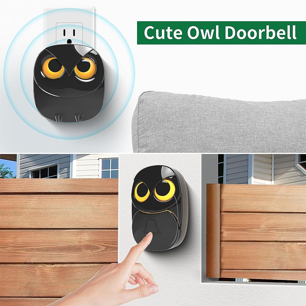 New Cute Owl Wireless Doorbell Weatherproof Ip55 1000 Feet Long Wireless Range