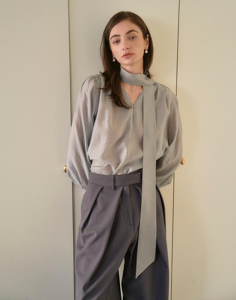 GIEMAR Shining Tie Blouse Sky Blue