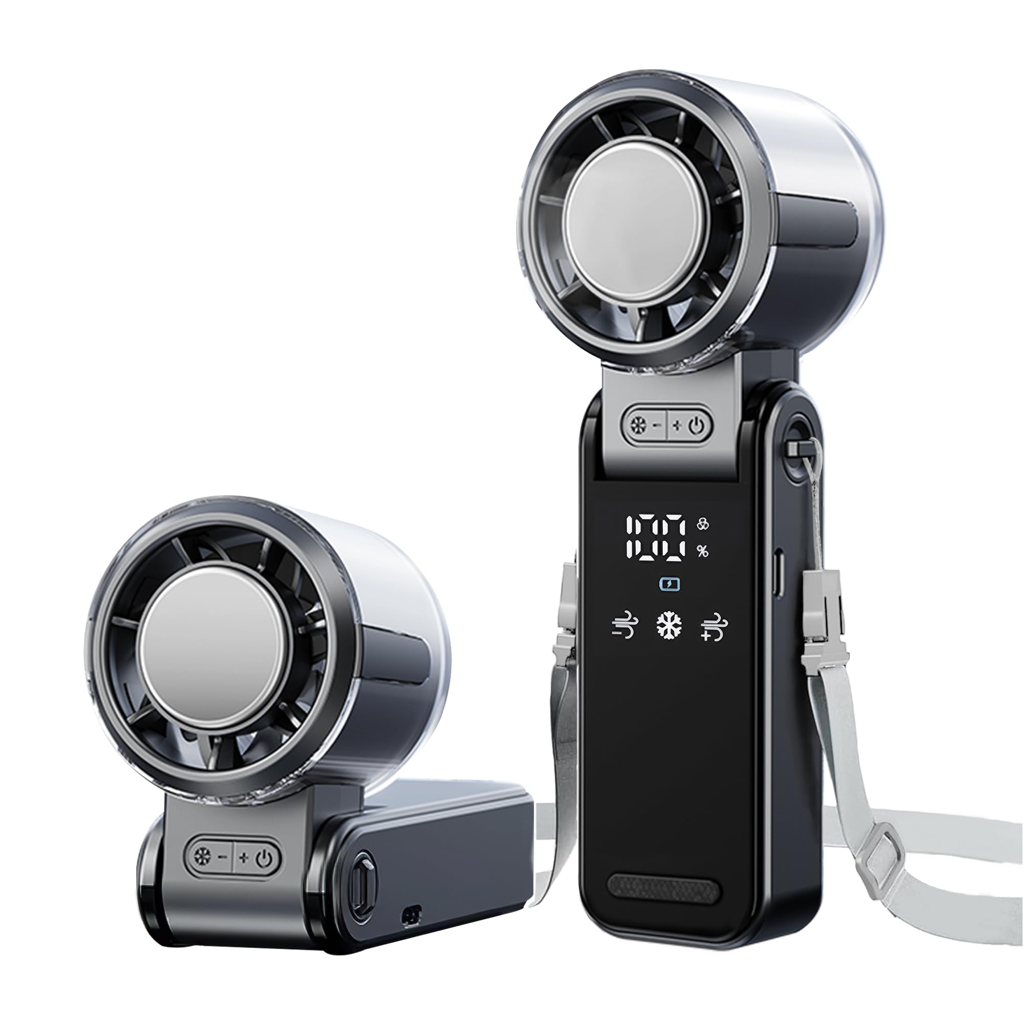 

ROSWIAGO Portable Handheld Fan USB Rechargeable Mini Personal Fan to 12 Hours of Continuous Foldable Design Ideal for and Gifts 4-in-1 Ultra-Fast Fan, сірий колір