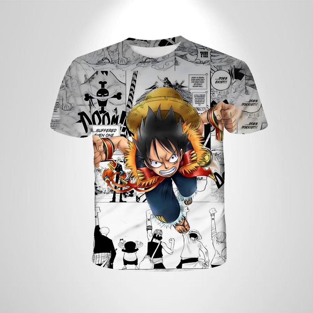 Wendy4 Cartoon Korte Mouw Cosplay Luffy Mannen Anime One Piece Jongen T-shirt man Top Jongen Losse mannen Kleding Zwart T-shirt 110