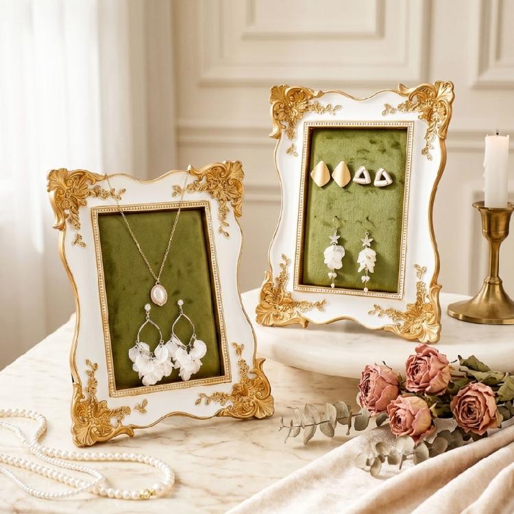 Freestanding Earring Holder Stand with Soft Lined Panel, Jewelry Display Frame for Vanity Tabletop Storage Home