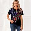 Women's Casual V Neck Short Sleeve Button T Shirt with Butterfly and Floral Print Suitable for Daily Wear and Outdoor Activities