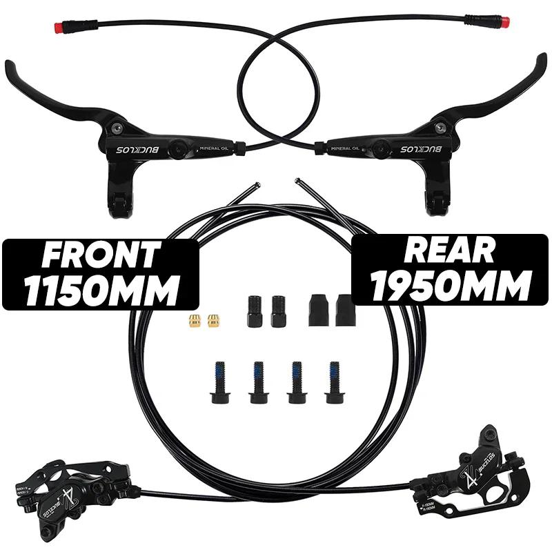 BUCKLOS Frein E-Bike 4 Pistons Coupure de Puissance Trottinette Électrique Frein à Disque Hydraulique 1150mm 1950mm VTT Frein Hydraulique Pièces