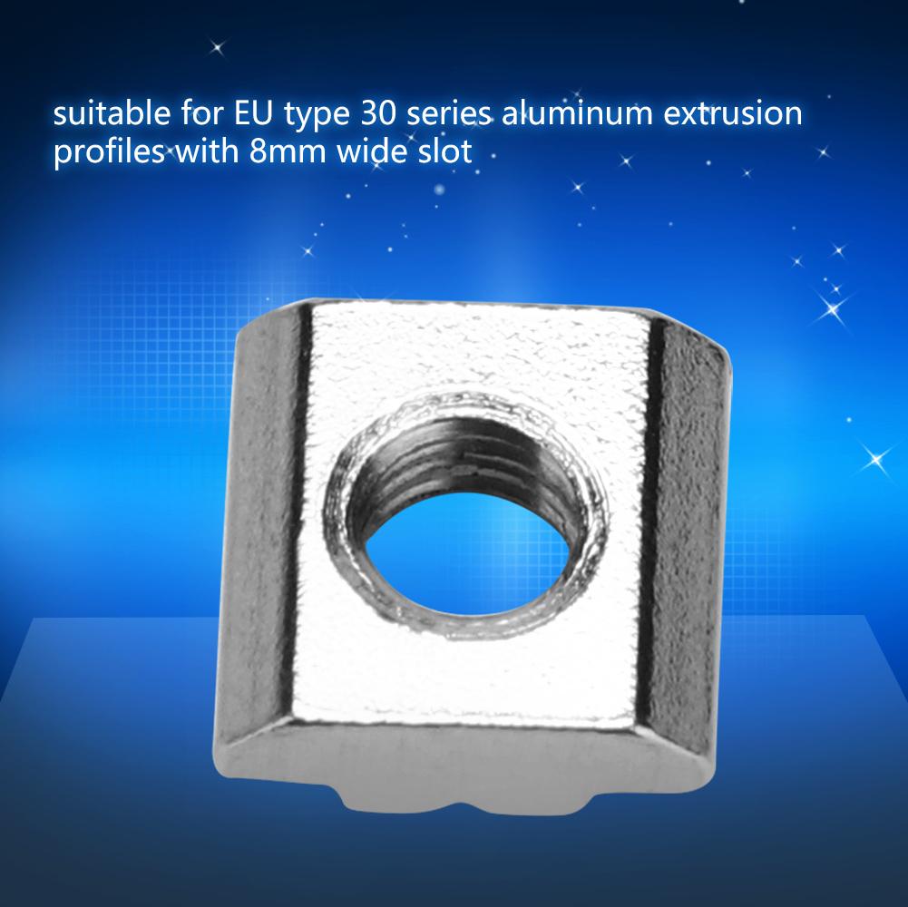 50pcs Carbon Steel Sliding T Slot Nut for 30 Series Aluminum Profile Accessories (M8*16*6)