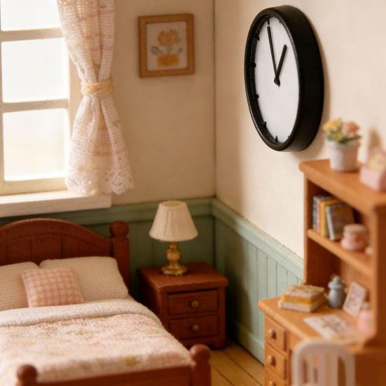 Miniature Wall Clock for Tiny House, 1:12 Scale Micro Pendulum Clock, Mini Resin Model for DIY Room Box, Pretend Play Decor