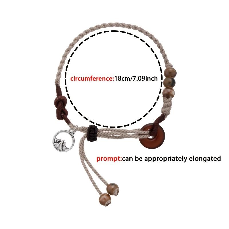 Amber-Colored Safety Buckle Women'S Bracelet New Chinese Style Woven Hand Rope Retro Ethnic Style Hand Jewelry