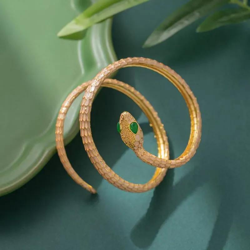 High-end Light Luxury Fashionable Snake-shaped Round Bracelet with Buckle for Women, Same Style