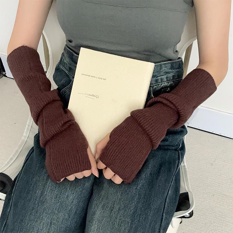 Japanese Style Puffy Knitted Arm Warmers - Solid Color Clubbing Hip Hop Sleeves