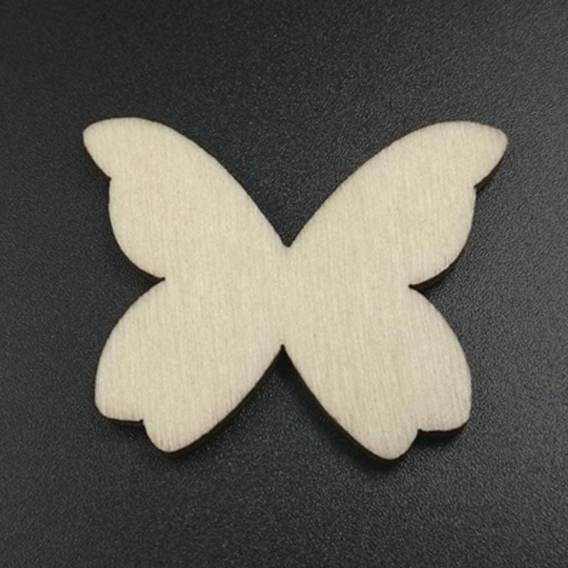 50pcs Wooden Mini Mixed Wood Butterfly Decor Ideal Craft Card Making Scrapbooking
