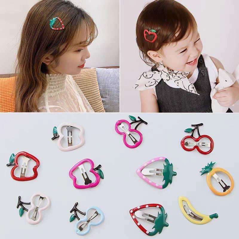 5Pcs Red Cherry Hair Clip For Baby Girls Cute Strawberry Hairpin Barrette Side Clip Child Headwear Fashion Hair Accessories