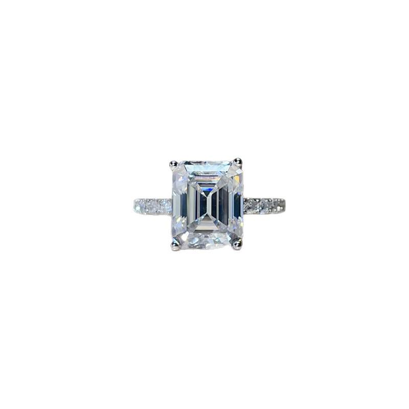 Exquisite Women's 5 Carat D Color Moissanite Emerald Ring - European American Style, Hot Sale