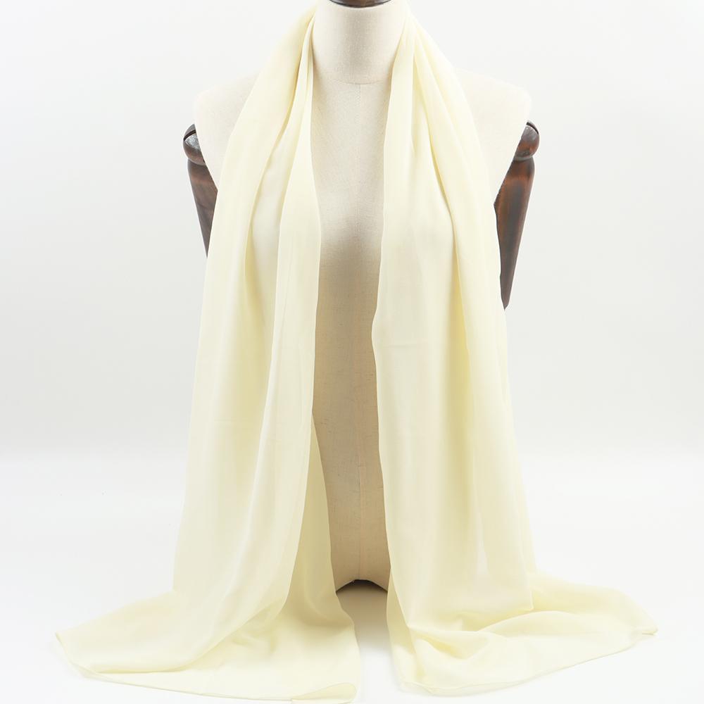 Fashion Pearl Chiffon Hijab Shawls Of Muslim Women Solid Color Head Wraps Scarf For Ladies