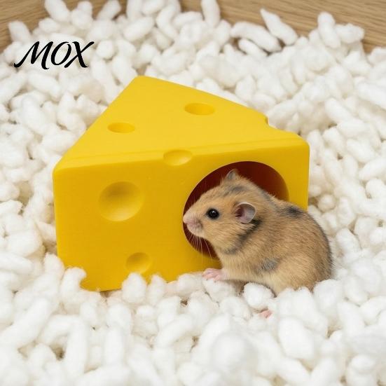 Sturdy Hamster Resting Room Cheese Hideout, Funny Cave House, Small Pet Large Cavity Rodent Home Food Bowl, Cage Accessory for Gerbils, Guinea