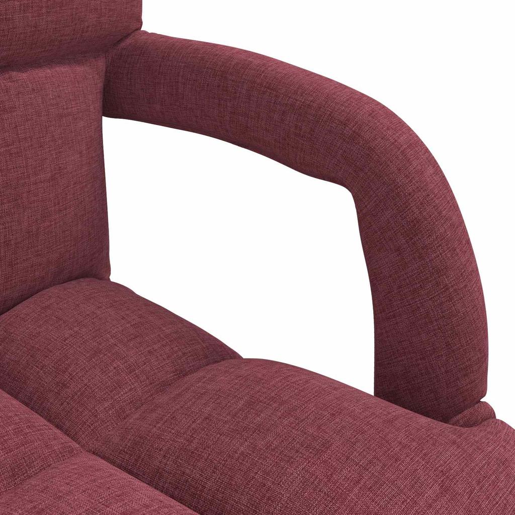 Adjustable Floor Chair with Armrests 5 Position Adjustable Wine Red Fabric