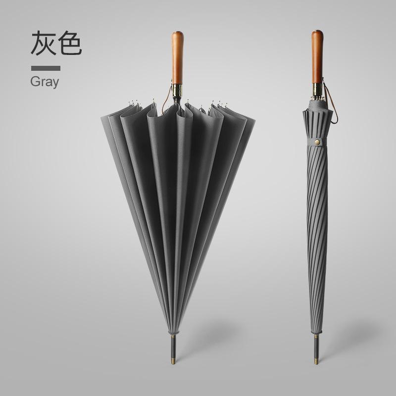 16-Bone wooden handle golf umbrella oversized double wind-resistant straight rod long-handled umbrella men's business advertising gift umbrella