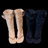Koreanische Version von Fashion Niche Zehen coole Stiefel 2025 neue dunkle mittelhohe Stiefel plissierte Stiefel mit Schaft Retro Westernstiefel