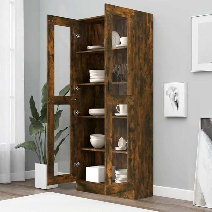 vidaXL Showcase Cabinet Bookcase Book Stand Storage Unit Living Room Interior Smoked Oak 815621