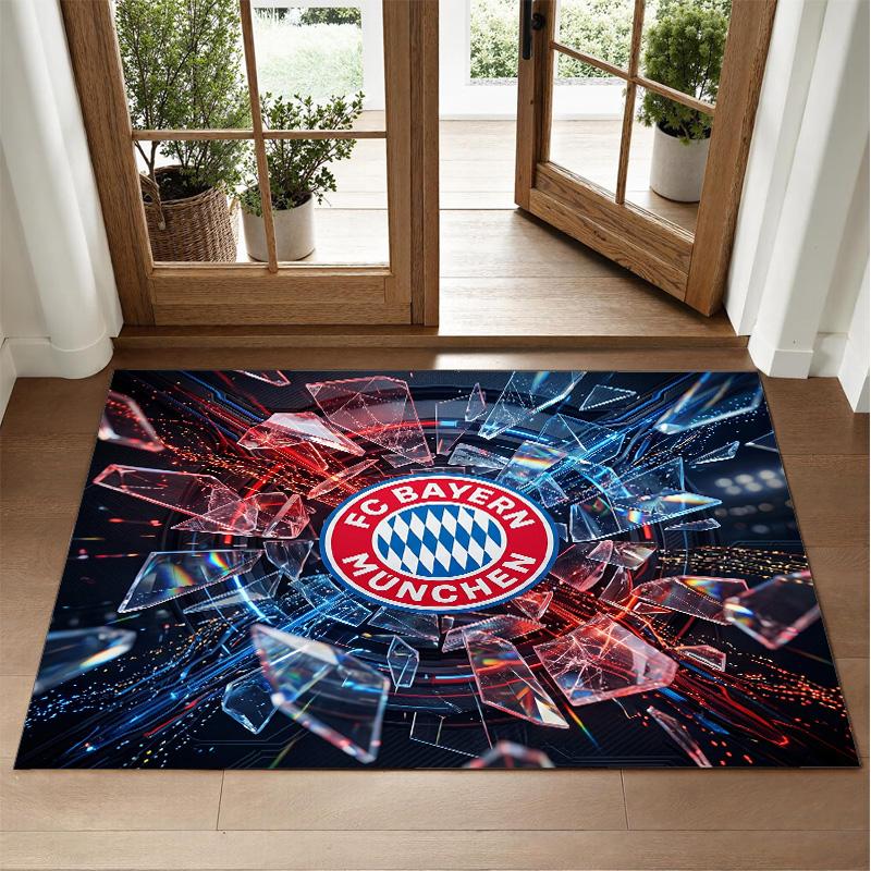 Bayern Munich Design Crystal Velvet Rug Soft Decorative Mat for Bedroom Entrance
