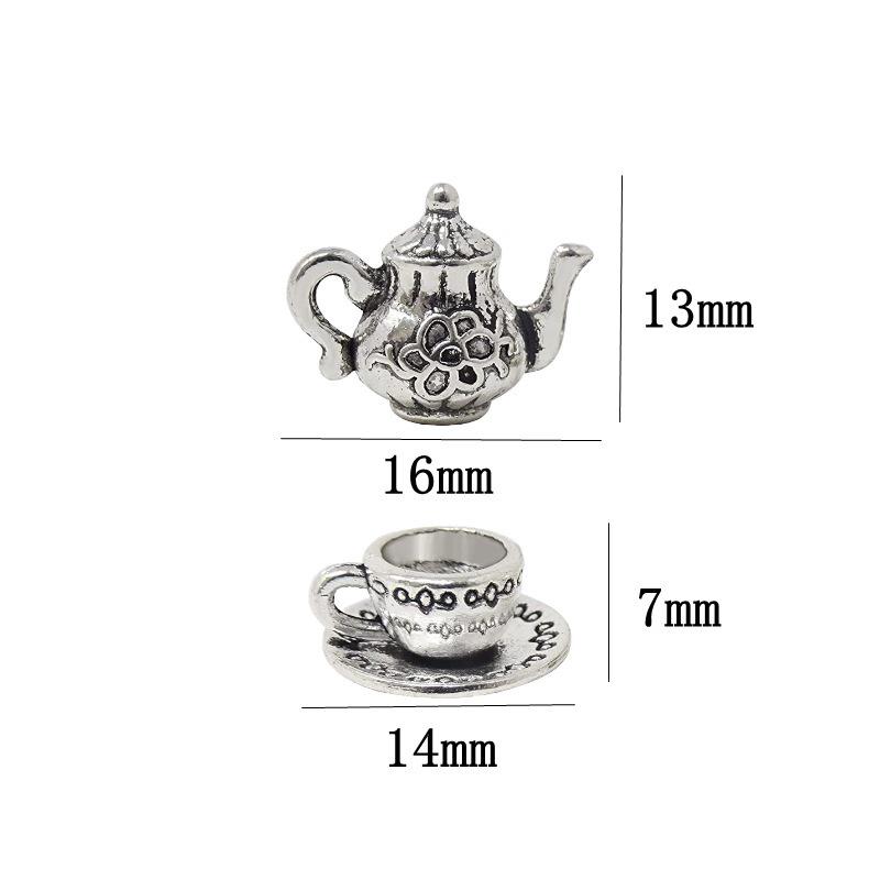 Vintage DIY Alloy Jewelry: 3D Kettle and Coffee Cup Charms Pendants