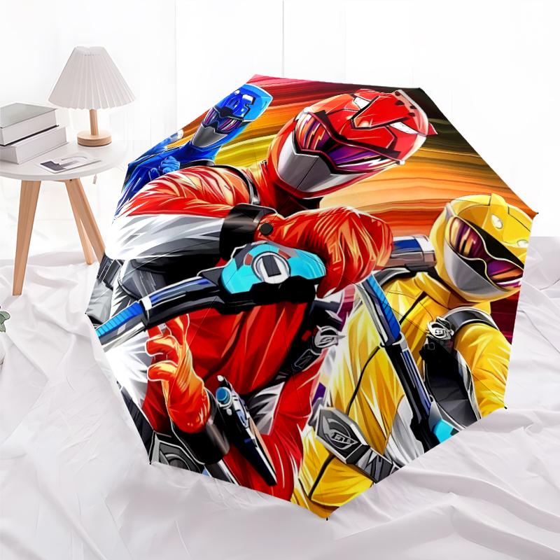 1pc Mighty Morphin Power Rangers2 Umbrella, Sun Protection, And UV Shielding. It Has Eight Sturdy Ribs for Outdoor Use And Perfect Gift