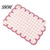 Plaid Placemat Diatomite with Wavy Edge, Heat Resistant Non-slip Table Mat Mat, Absorbent Quick Drying for Kitchen Counter