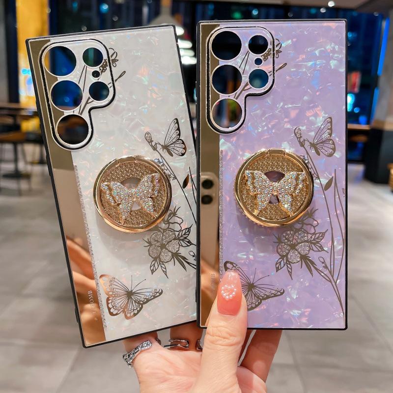 Suitable for Samsung Galaxy S24ultra Mobile Phone Case Fashion Luxury Flash Drill Bracket A72 A55 Protective Case S23