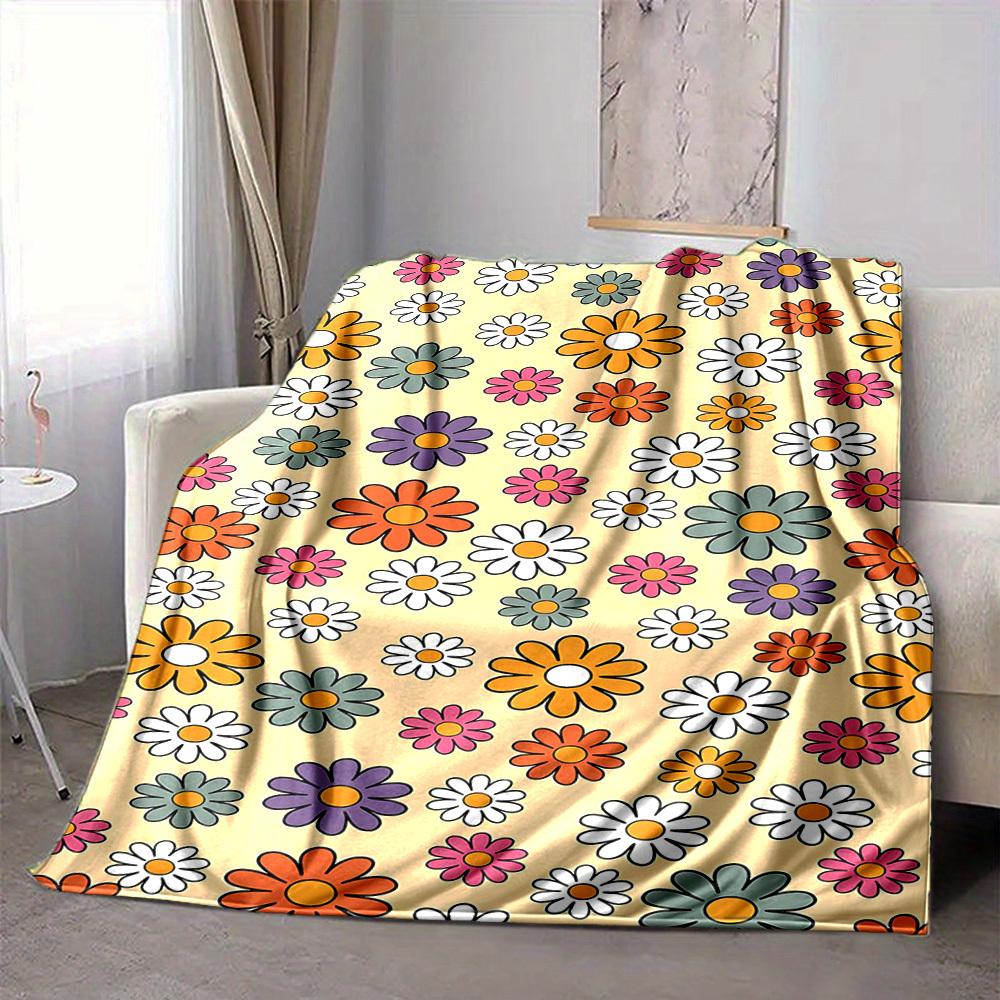 1pc Flower Pattern Lightweight Flannel Blanket, Comfortable and Warm Blanket, for Office and Camping Sofa Bed, Livingroom099