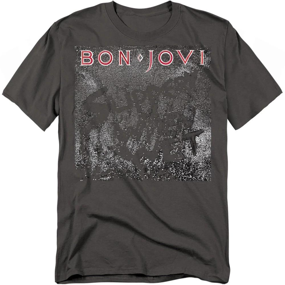 Футболка Bon Jovi Slippery Cover 100% Хлопок Мужская Топ S-4XL, Угольный 4XL