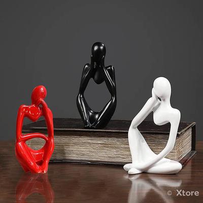 Denker-Dekorationsstatuen für die Inneneinrichtung (3er-Pack, Schwarz, Rot & Weiß)