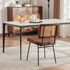 Modern Dining Chair, Set of 2, PU Leather Upholstery In Vintage Style, Without Armrests, Solid Wood Frame, Rattan Look, Adjustable Metal Feet-Brown