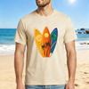 Surfboard Palm Tree Sunset Design Unisex Cotton TShirt Beach Summer Vacation Tops Casual Wear for Men and Women Classics Tee