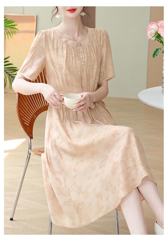 Elegant Mother's Summer Dress - 2026 New Style for Middle-aged and Elderly Women's Fashionable Skirt