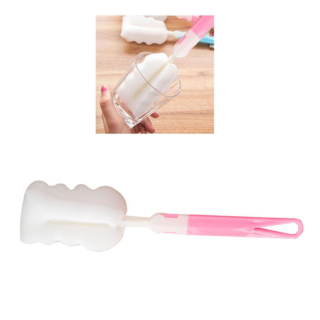 Bottle Brush Sponge Cup Brush Detachable Brush Head Long Handle Water Bottle Cleaner Brush for Baby